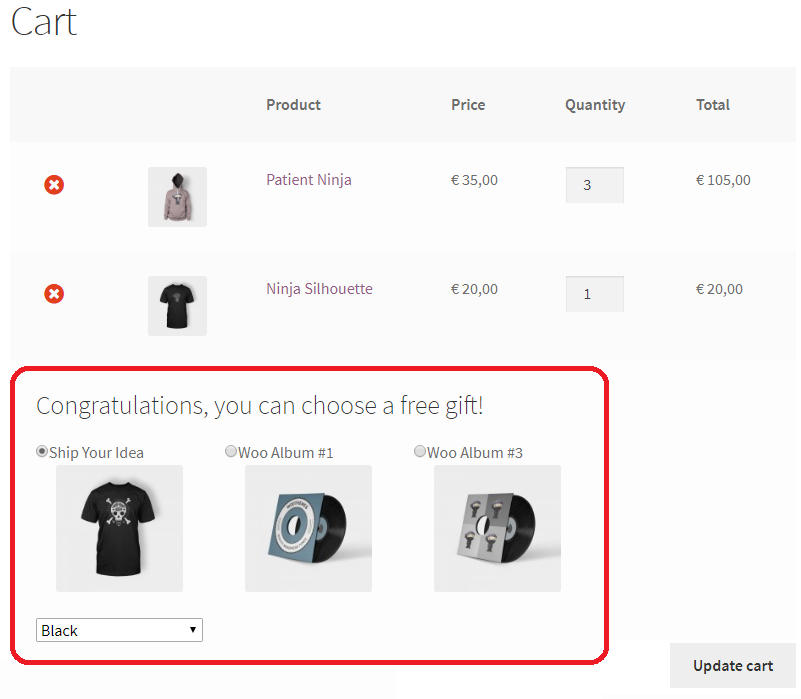 Choose a free gift